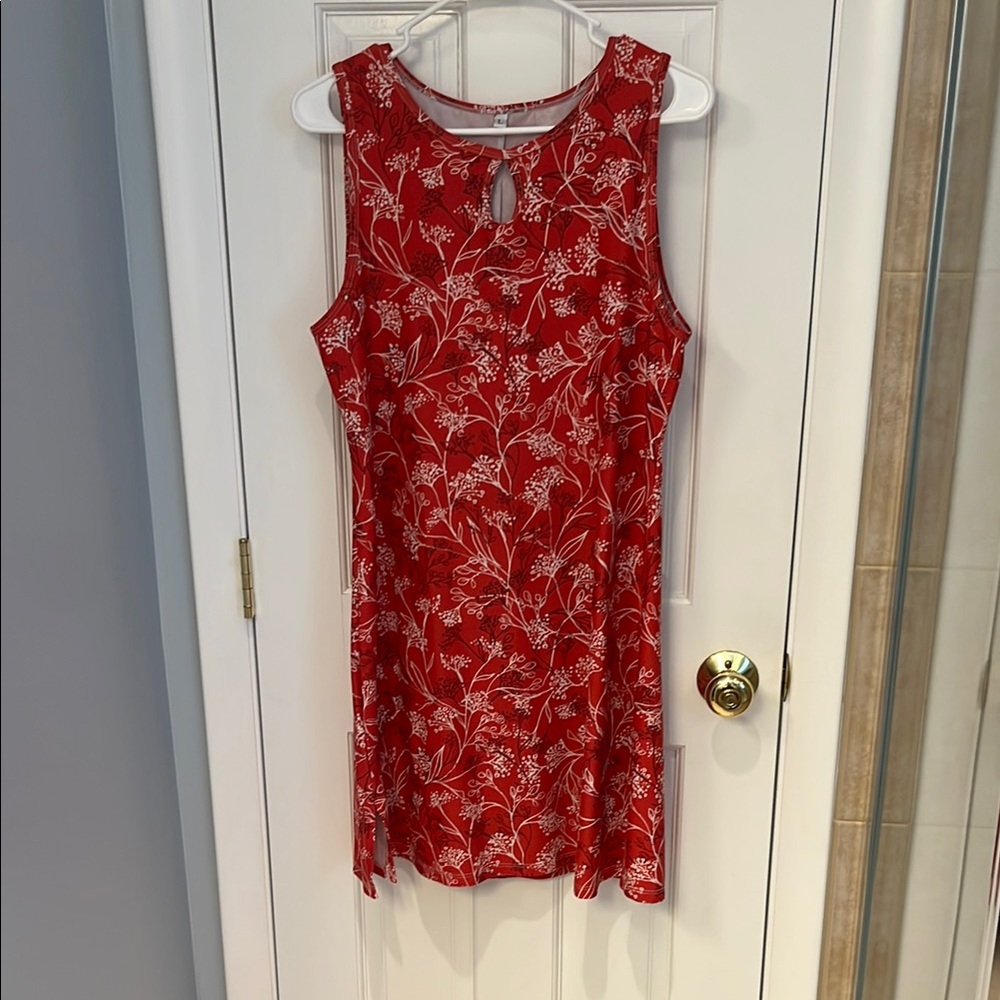 Chic Red Floral Sleeveless Mini Dress